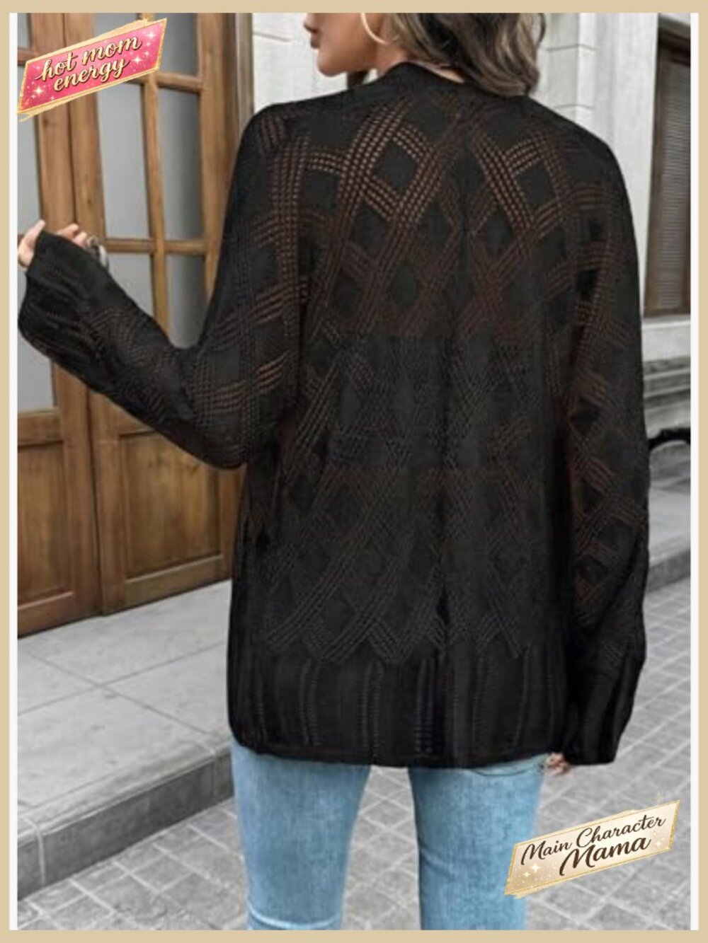 Crochet Cardigan Sweater Long Sleeve Open Front Lightweight Boho Beach Cover Up - Picture 4 of 7